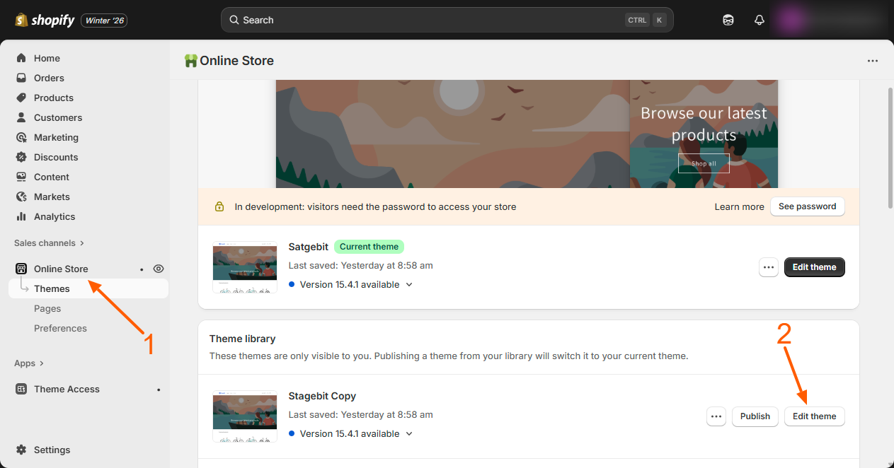 Overview of the Shopify visual theme editor interface