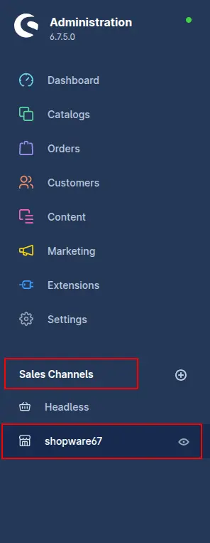 Shopware 6 admin panel
