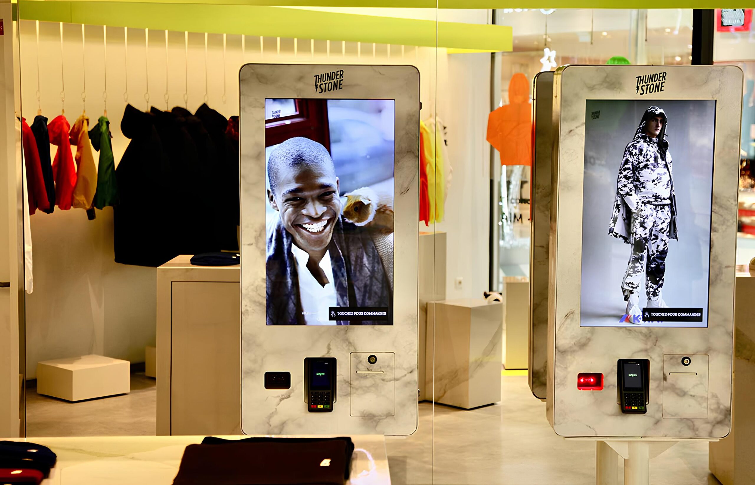 Thunder Stone interactive vertical store interface powered by Magento 2 with integrated tablet-based shopping experience
