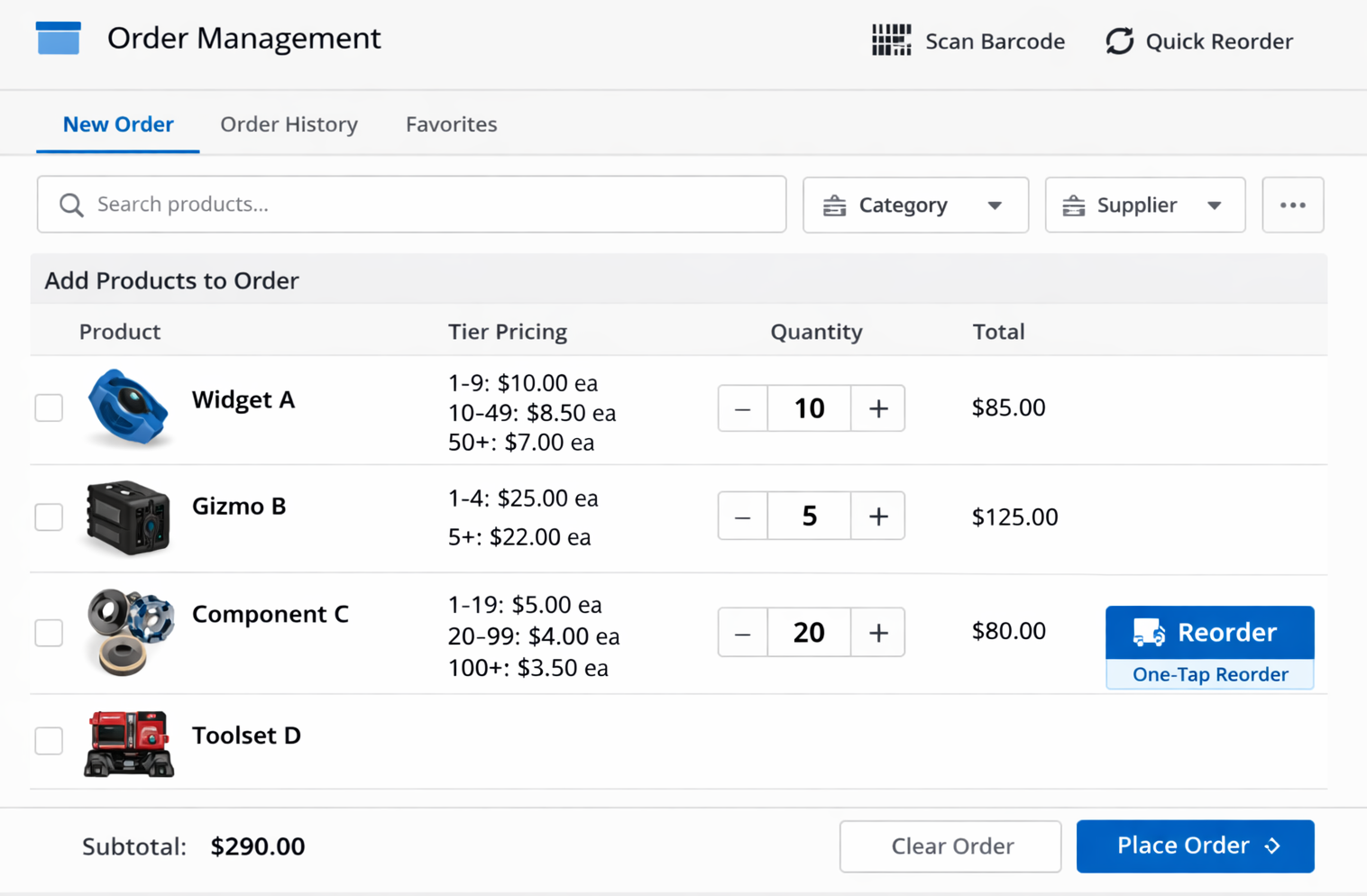 app builder for Adobe Commerce B2B barcode scan and reorder screen