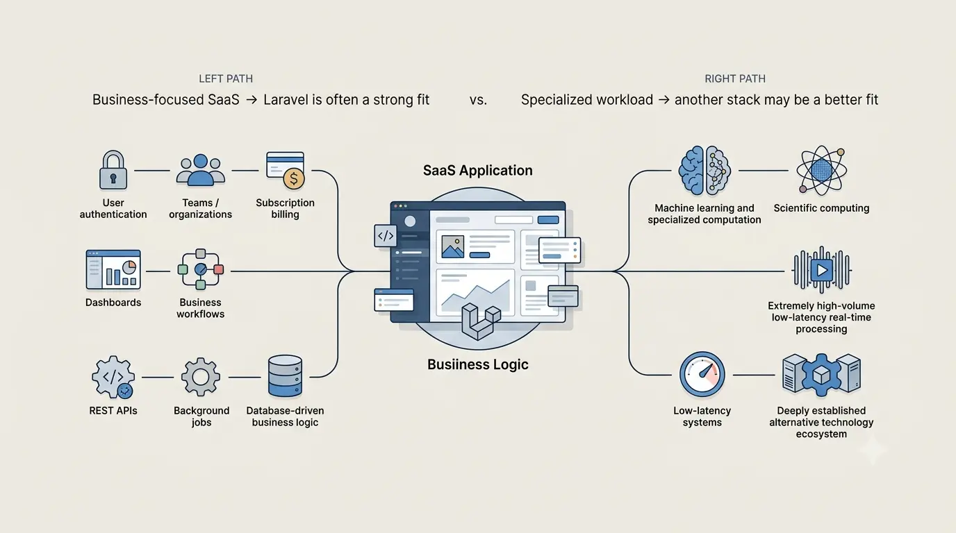 Laravel SaaS architecture decision: business application versus specialized workload