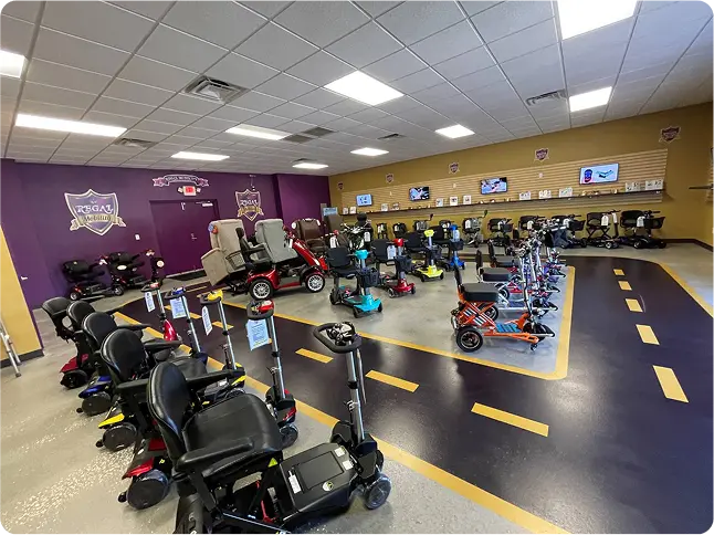 Folding mobility scooters and wheelchairs available to rent from Regal Mobility Rentals
