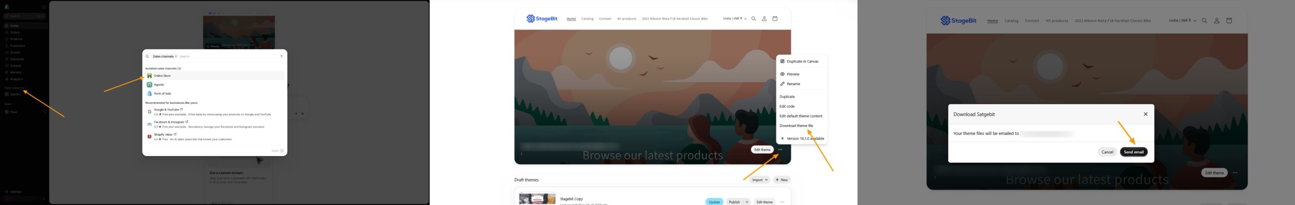 theme backup steps in the shopify admin pannel